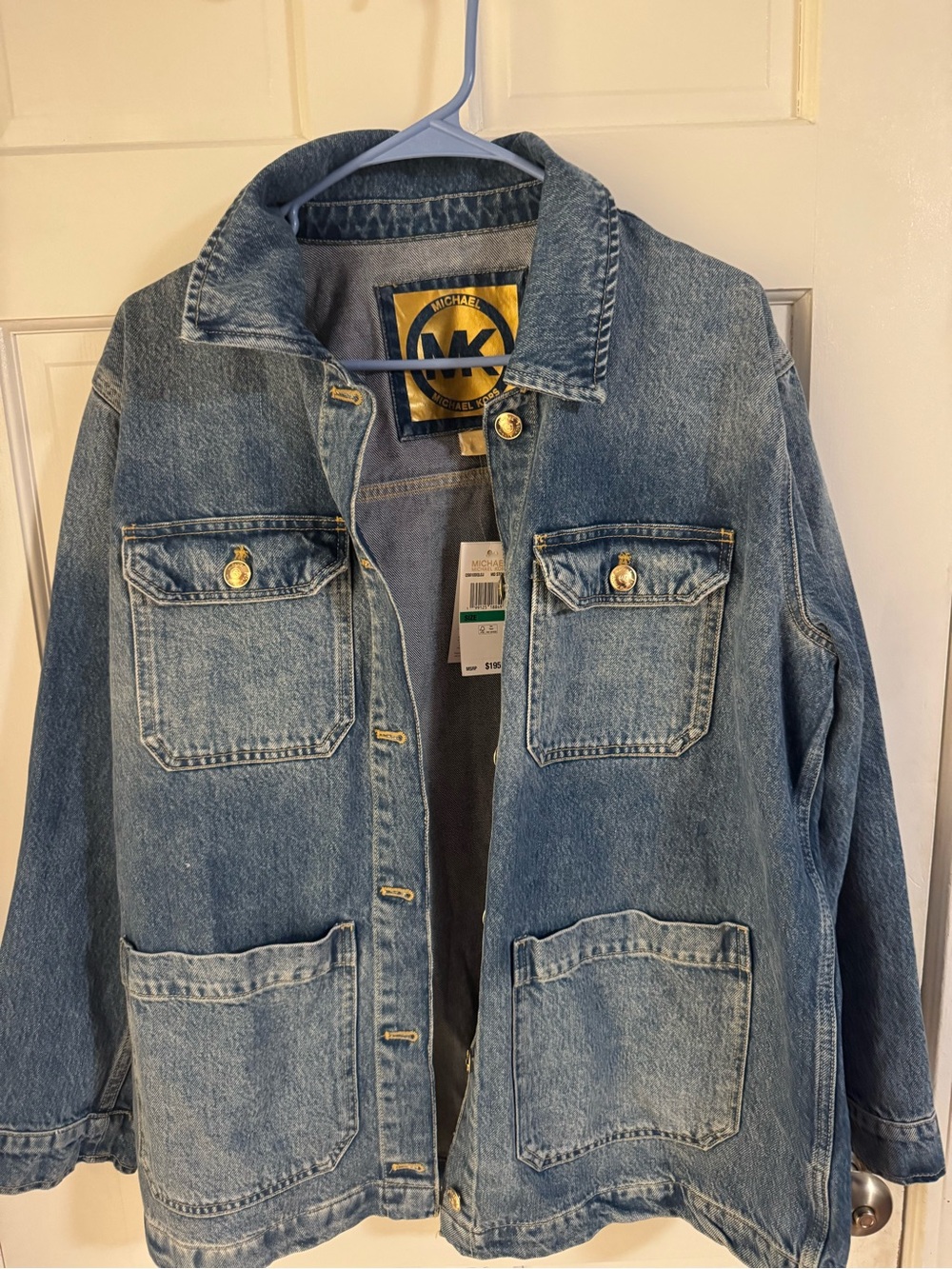 Women’s Michael Kors Jean Jacket with Gold Buttons Size L NWT